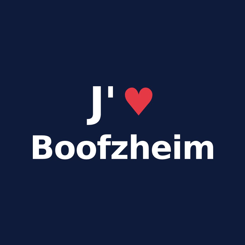 T-shirt personnalisé Boofzheim — design J'aime Boofzheim