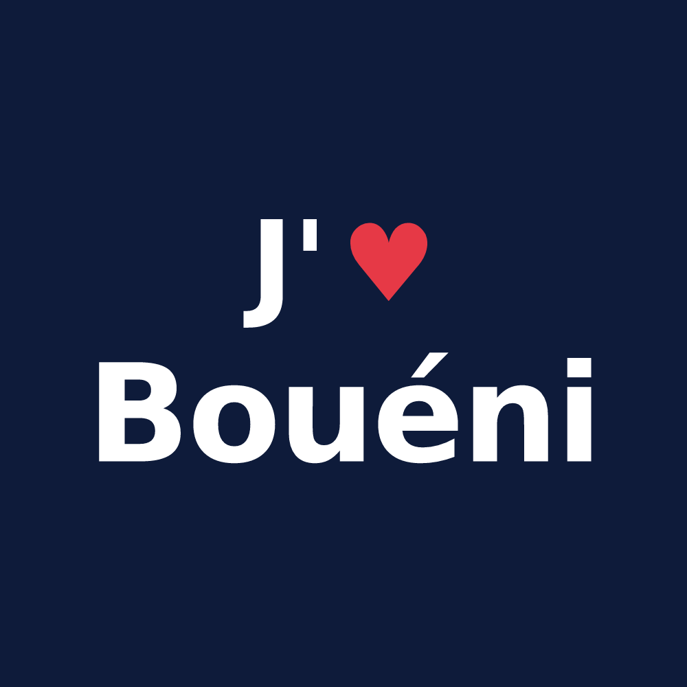 T-shirt personnalisé Bouéni — design J'aime Bouéni