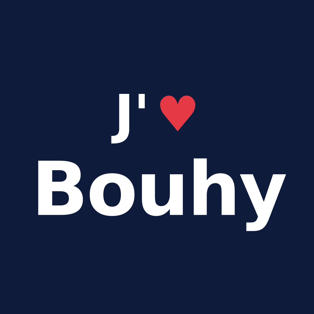 T-shirt personnalisé Bouhy — design J'aime Bouhy