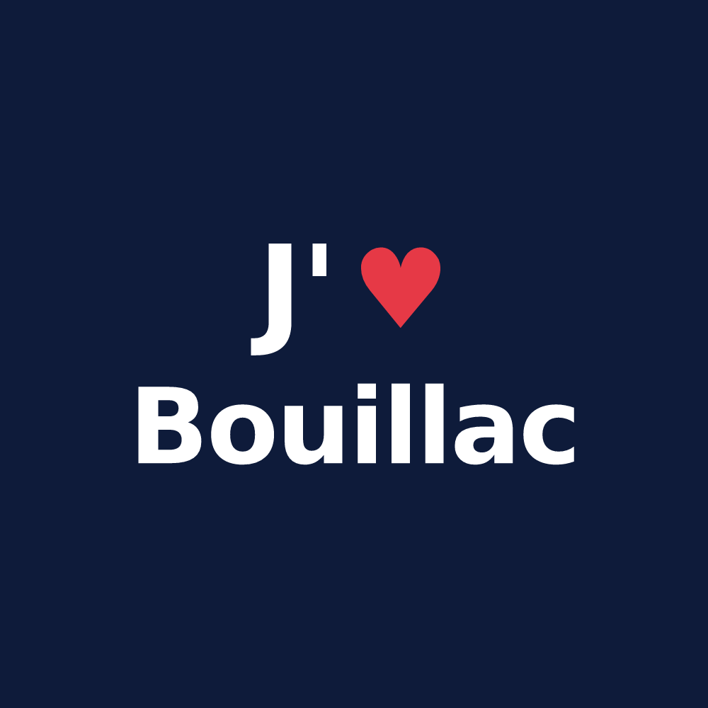 T-shirt personnalisé Bouillac — design J'aime Bouillac