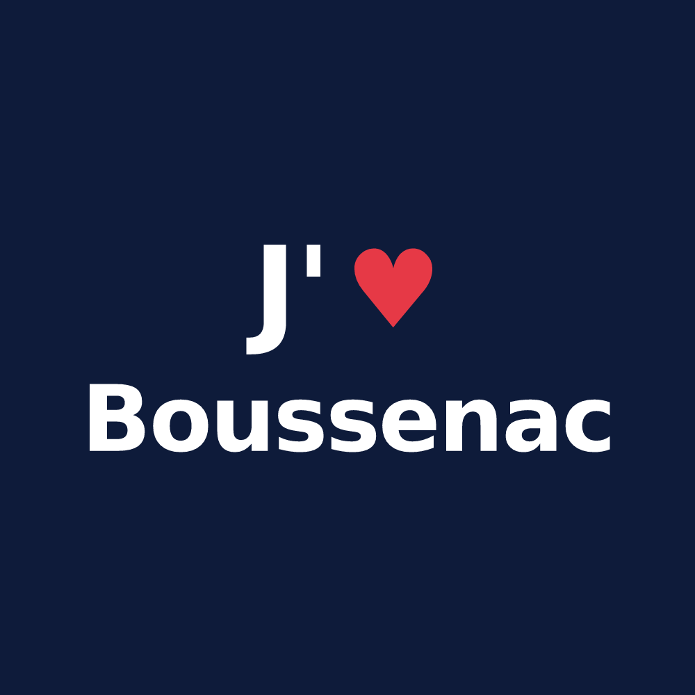 T-shirt personnalisé Boussenac — design J'aime Boussenac