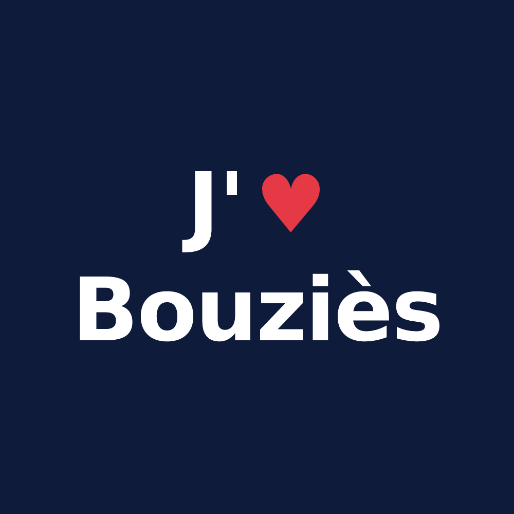T-shirt personnalisé Bouziès — design J'aime Bouziès
