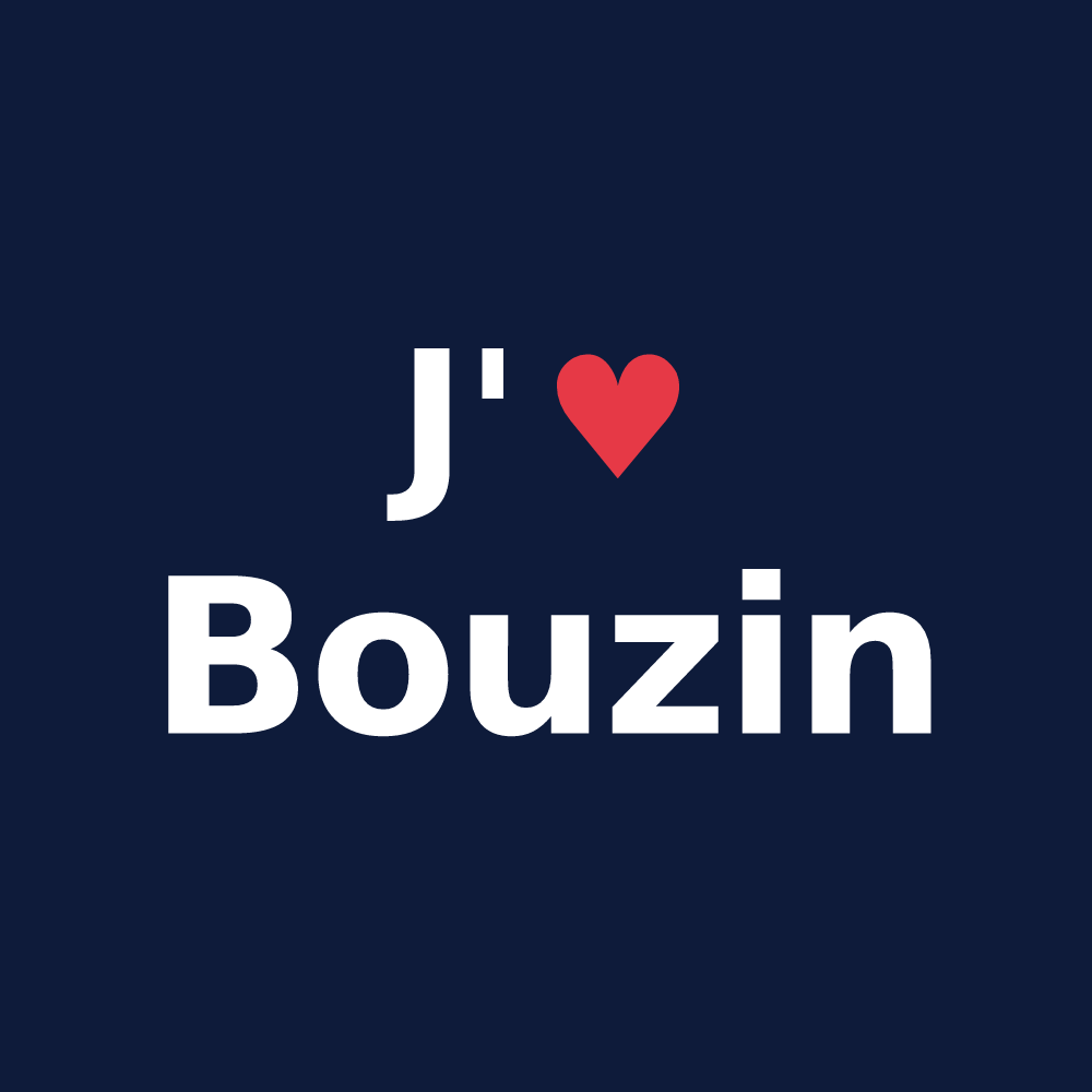 T-shirt personnalisé Bouzin — design J'aime Bouzin