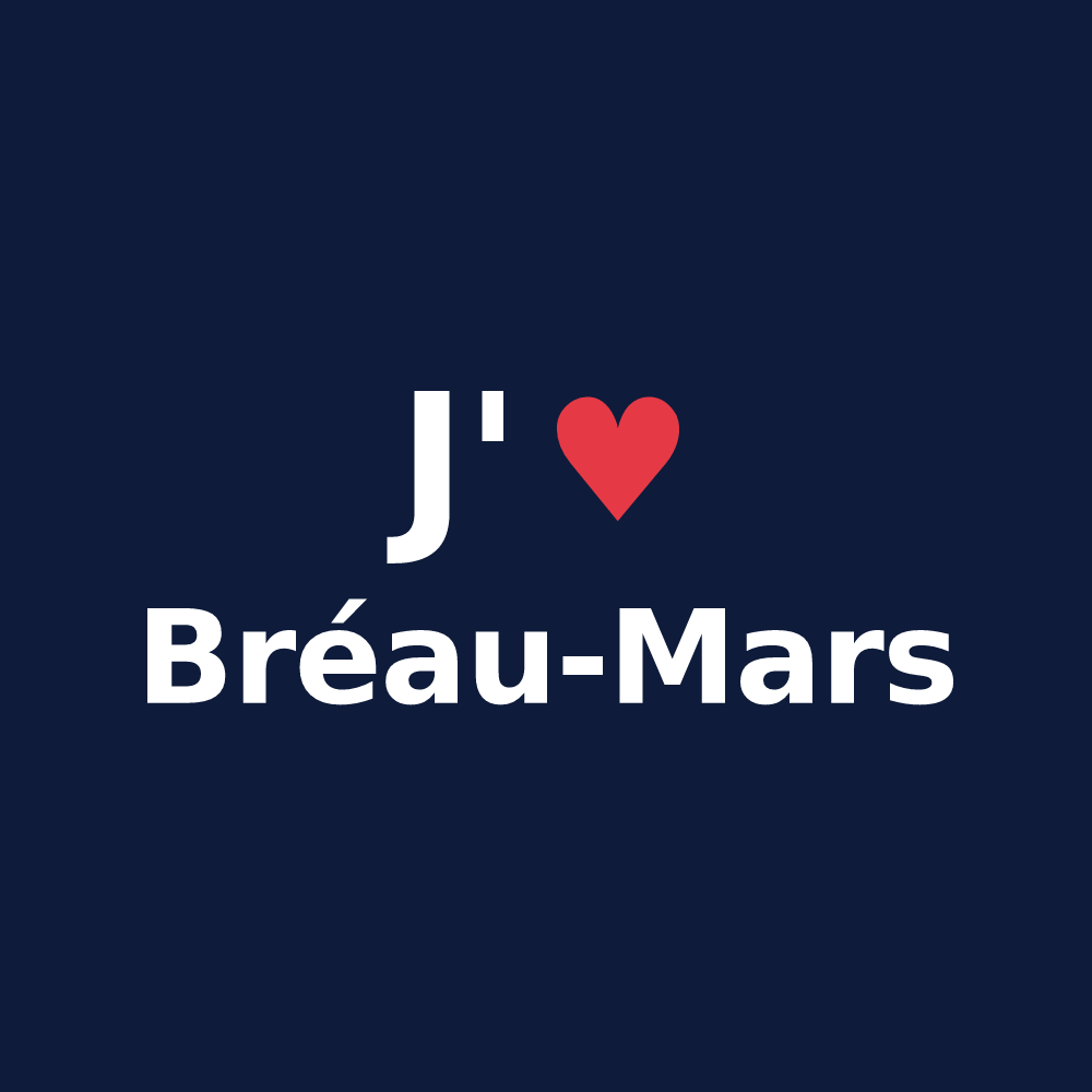 T-shirt personnalisé Bréau-Mars — design « J'aime Bréau-Mars » imprimé sur le t-shirt