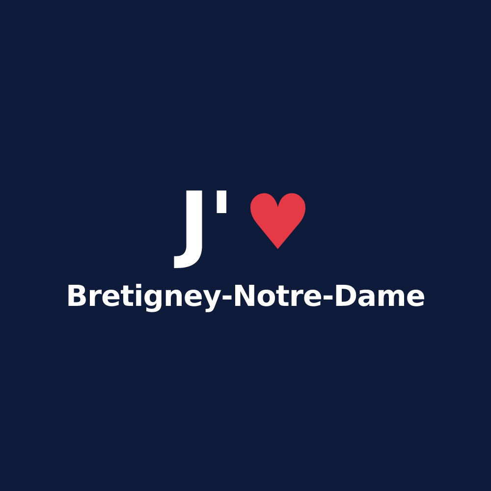 T-shirt personnalisé Bretigney-Notre-Dame — design « J'aime Bretigney-Notre-Dame » imprimé sur le t-shirt
