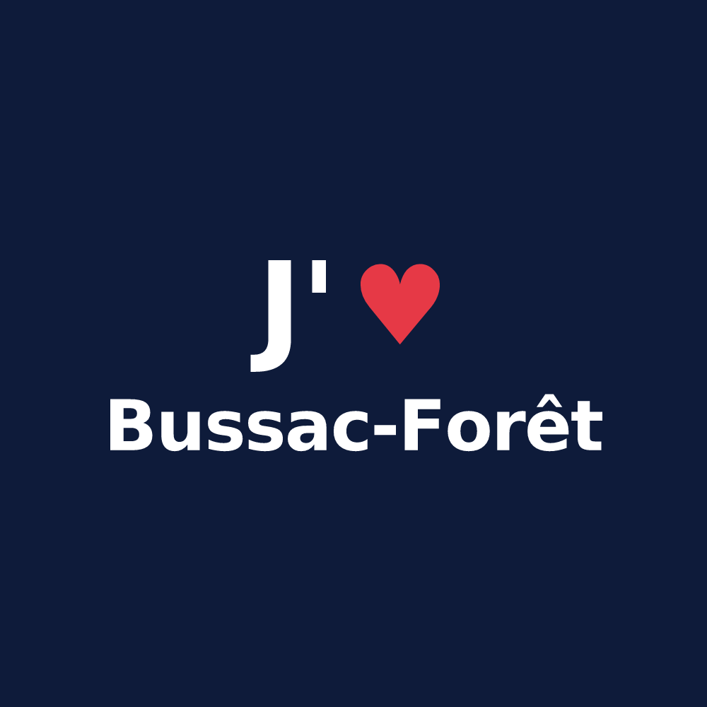 T-shirt personnalisé Bussac-Forêt — design J'aime Bussac-Forêt