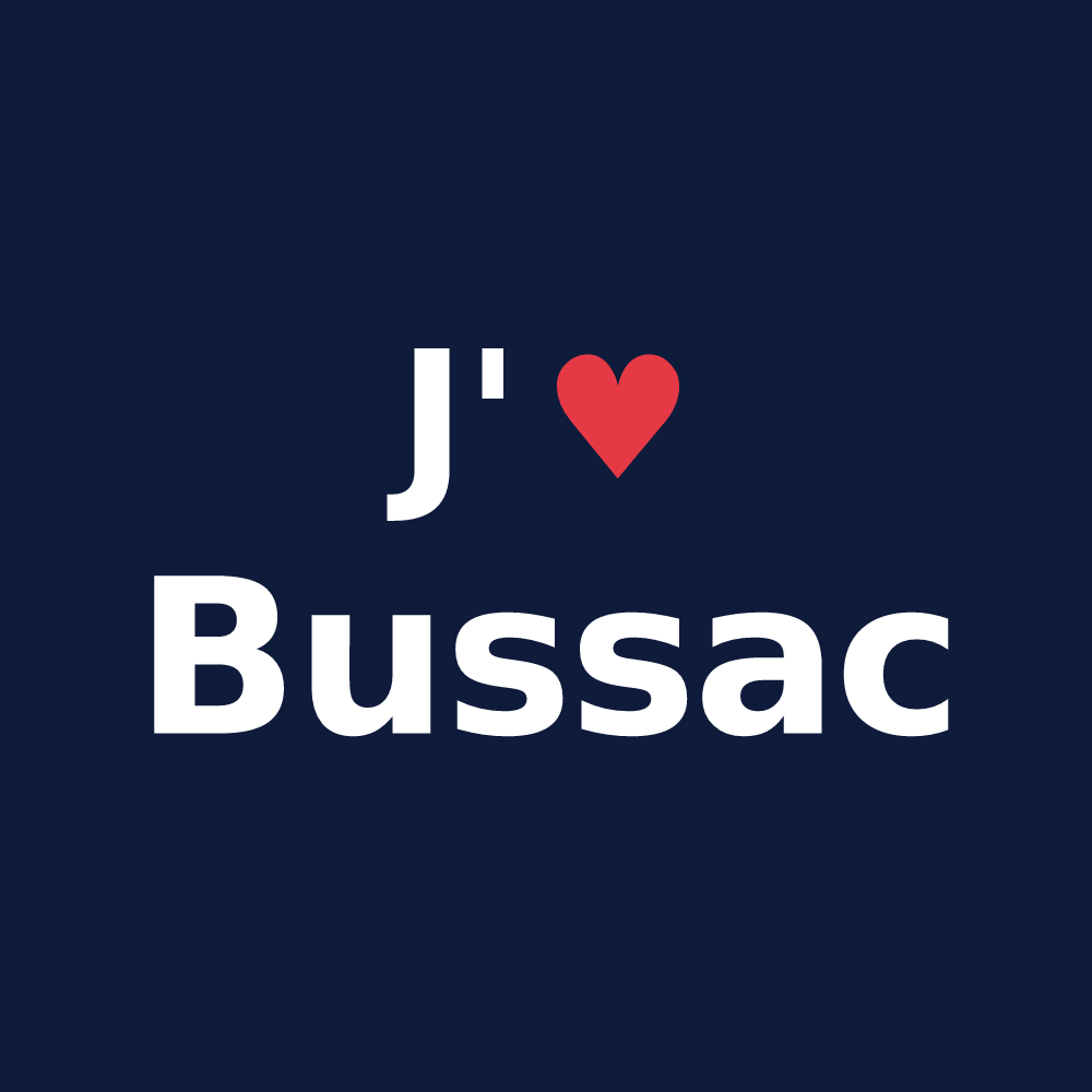 T-shirt personnalisé Bussac — design J'aime Bussac