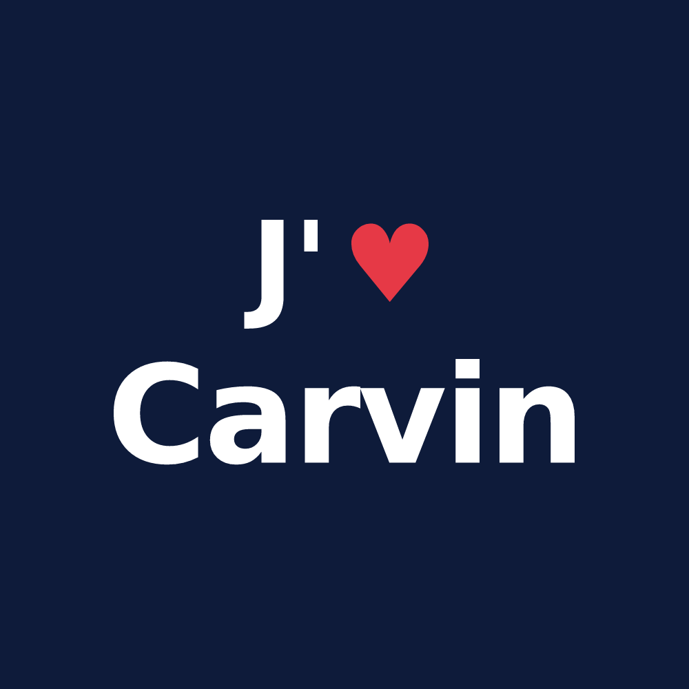 T-shirt personnalisé Carvin — design J'aime Carvin