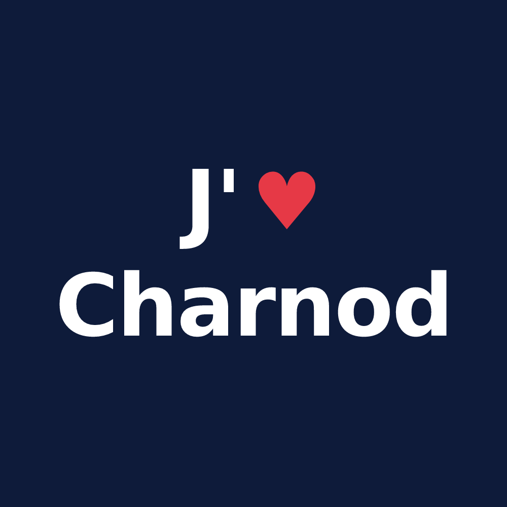 T-shirt personnalisé Charnod — design « J'aime Charnod » imprimé sur le t-shirt
