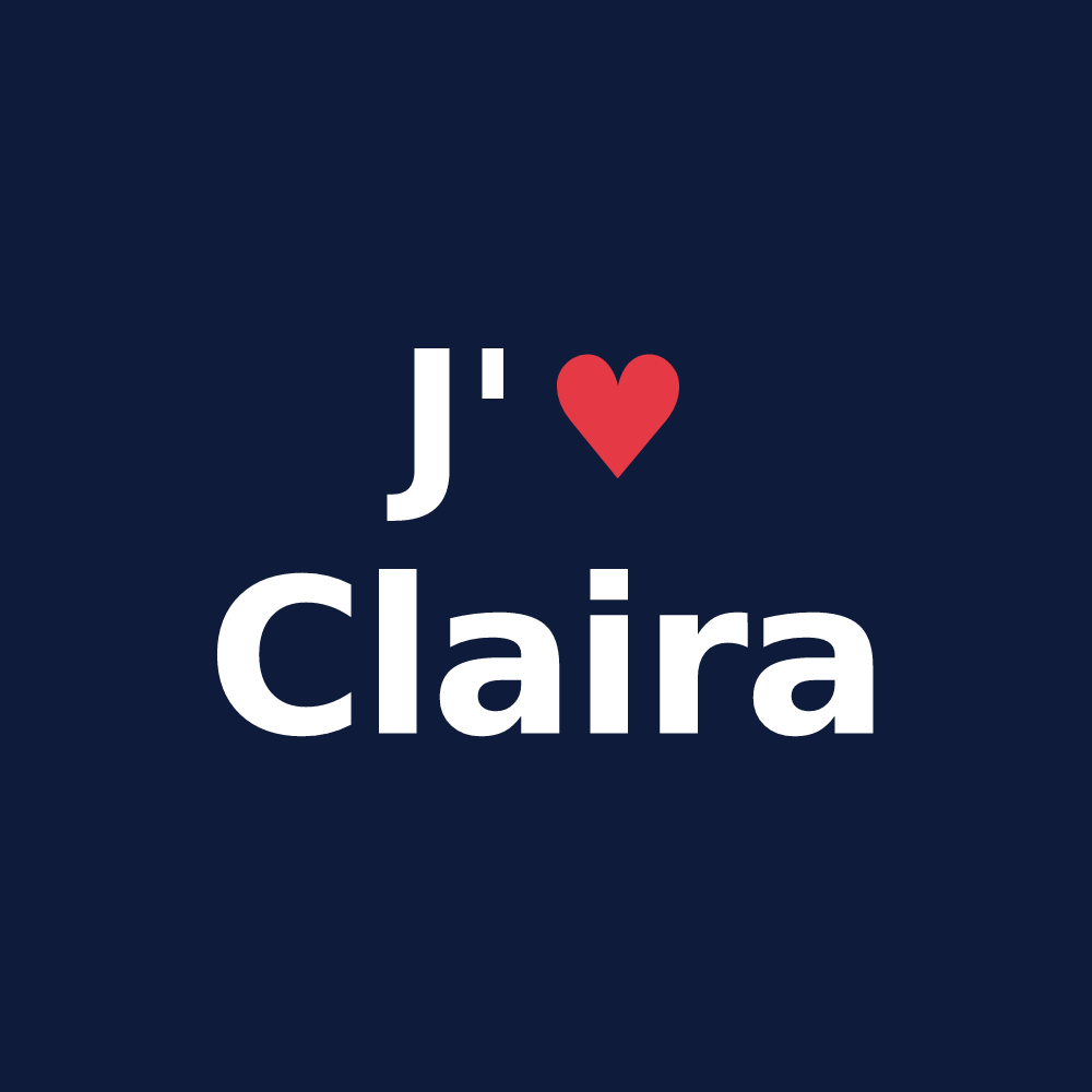 T-shirt personnalisé Claira — design J'aime Claira