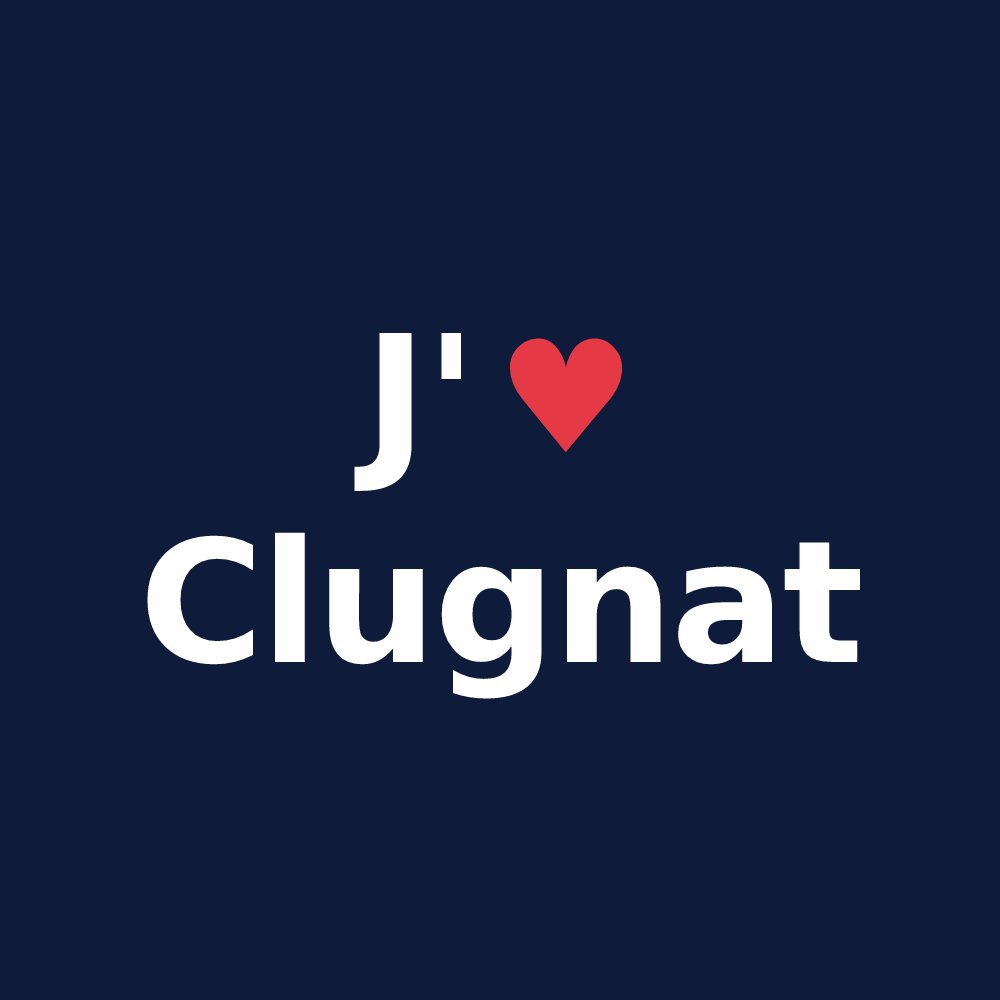 T-shirt personnalisé Clugnat — design « J'aime Clugnat » imprimé sur le t-shirt