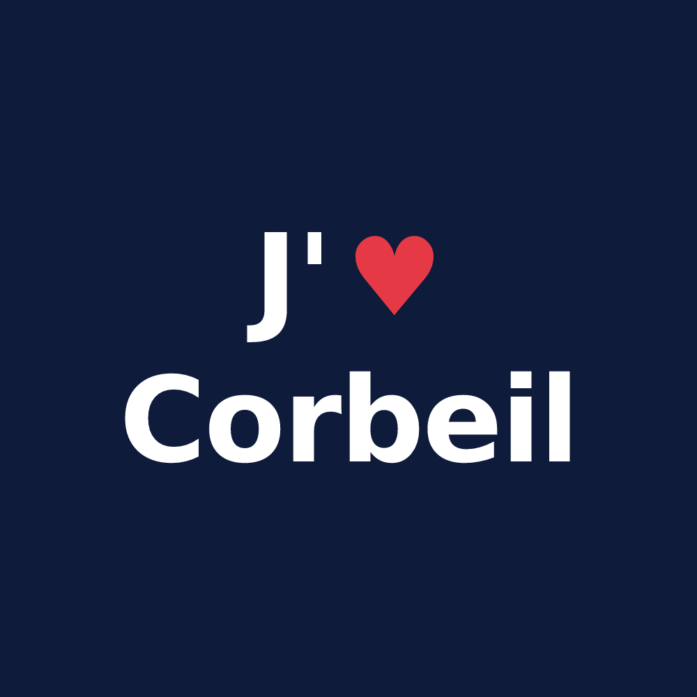 T-shirt personnalisé Corbeil — design J'aime Corbeil