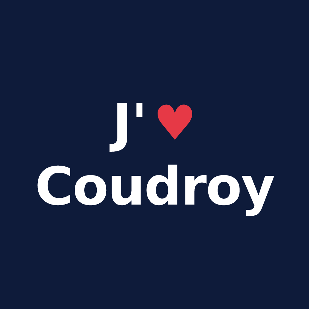 T-shirt personnalisé Coudroy — design « J'aime Coudroy » imprimé sur le t-shirt