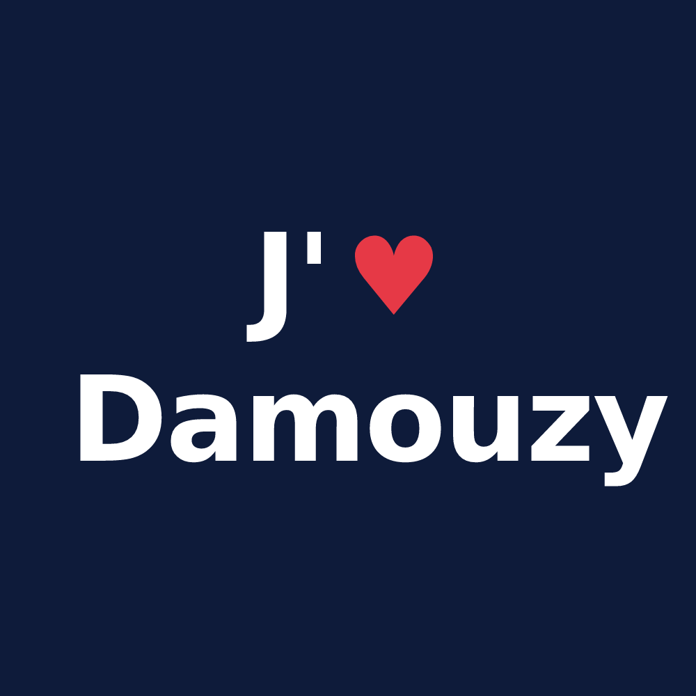 T-shirt personnalisé Damouzy — design « J'aime Damouzy » imprimé sur le t-shirt