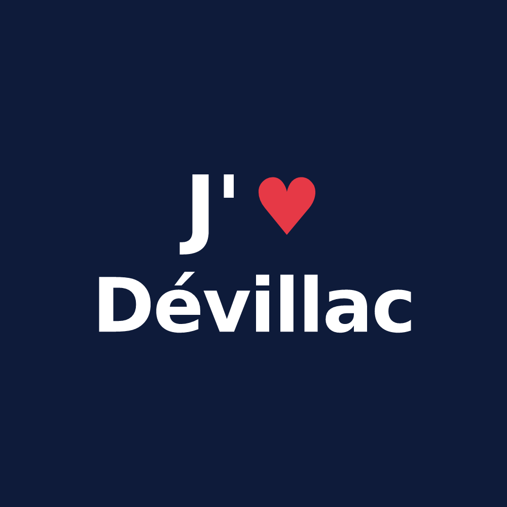 T-shirt personnalisé Dévillac — design J'aime Dévillac
