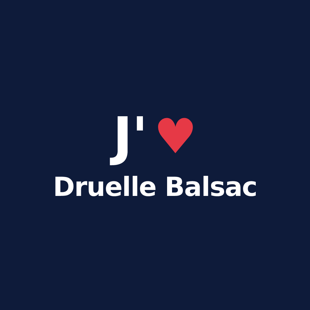 T-shirt personnalisé Druelle Balsac — design J'aime Druelle Balsac
