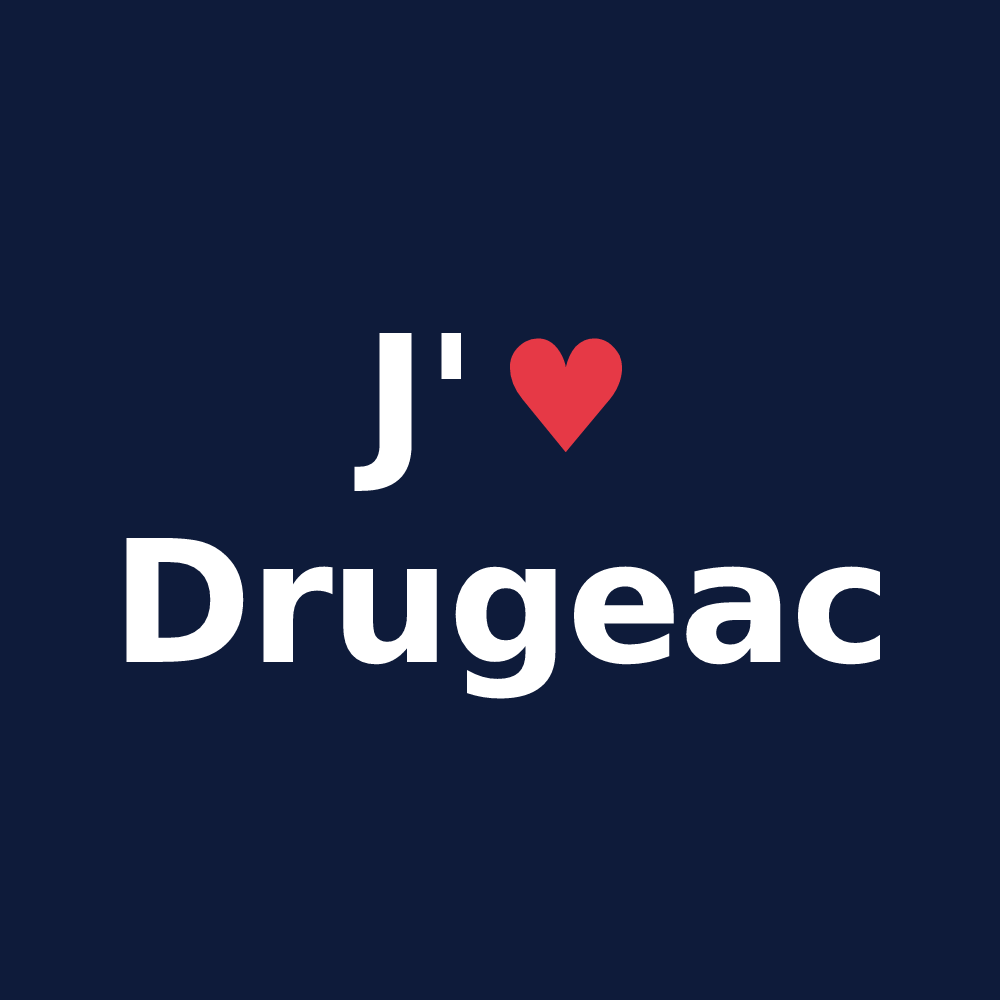 T-shirt personnalisé Drugeac — design J'aime Drugeac