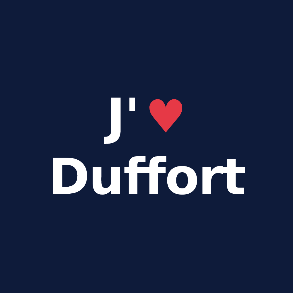 T-shirt personnalisé Duffort — design J'aime Duffort