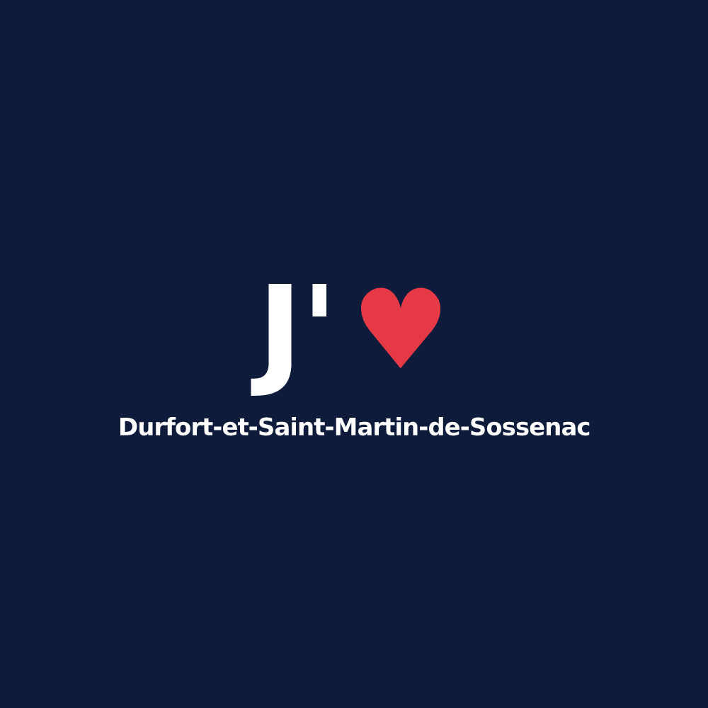 T-shirt personnalisé Durfort-et-Saint-Martin-de-Sossenac — design J'aime Durfort-et-Saint-Martin-de-Sossenac