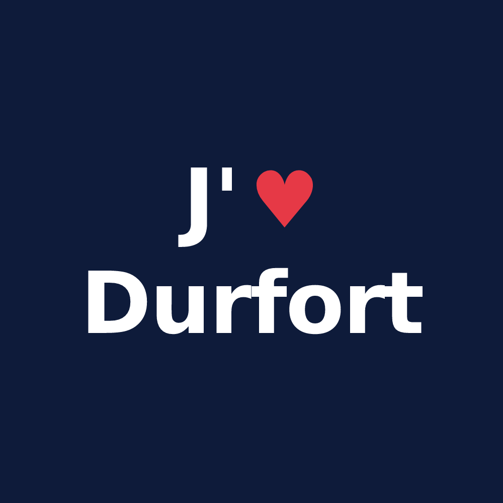T-shirt personnalisé Durfort — design « J'aime Durfort » imprimé sur le t-shirt
