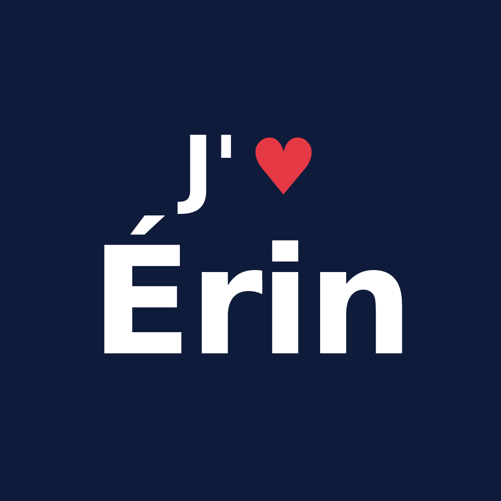 T-shirt personnalisé Érin — design J'aime Érin