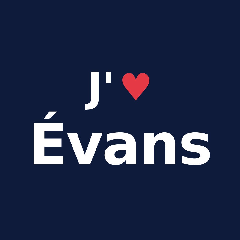 T-shirt personnalisé Évans — design J'aime Évans