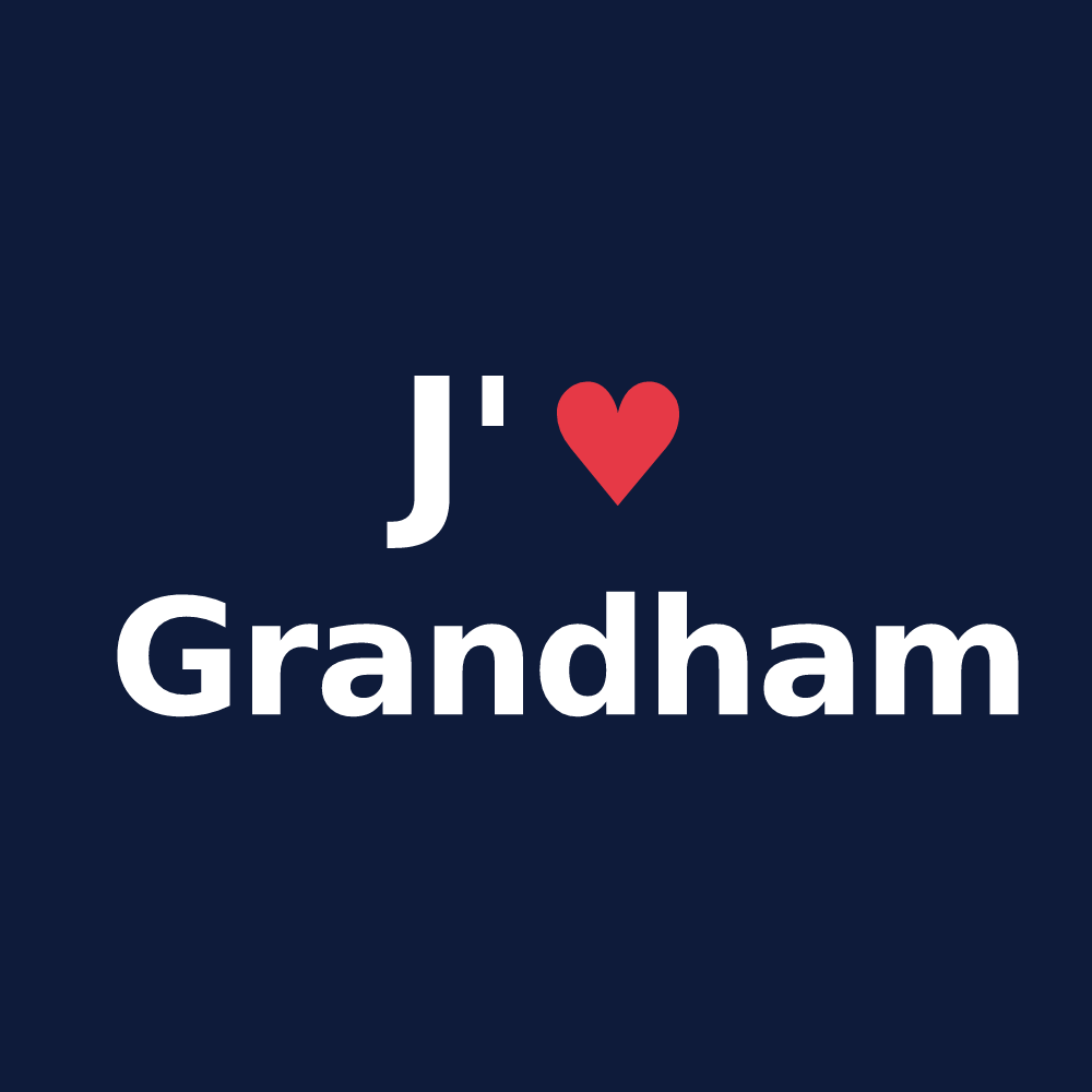 T-shirt personnalisé Grandham — design J'aime Grandham