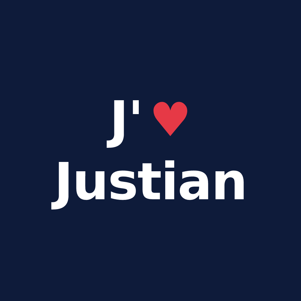 T-shirt personnalisé Justian — design J'aime Justian