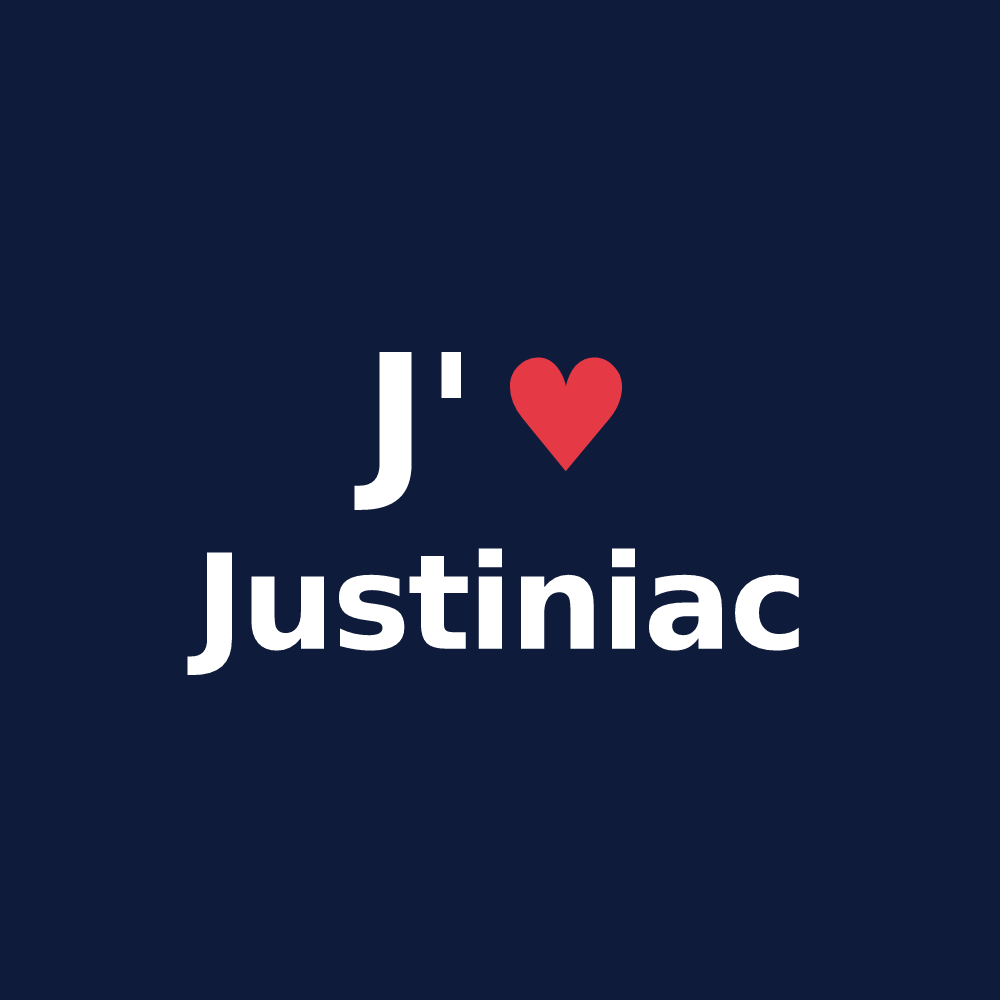 T-shirt personnalisé Justiniac — design J'aime Justiniac
