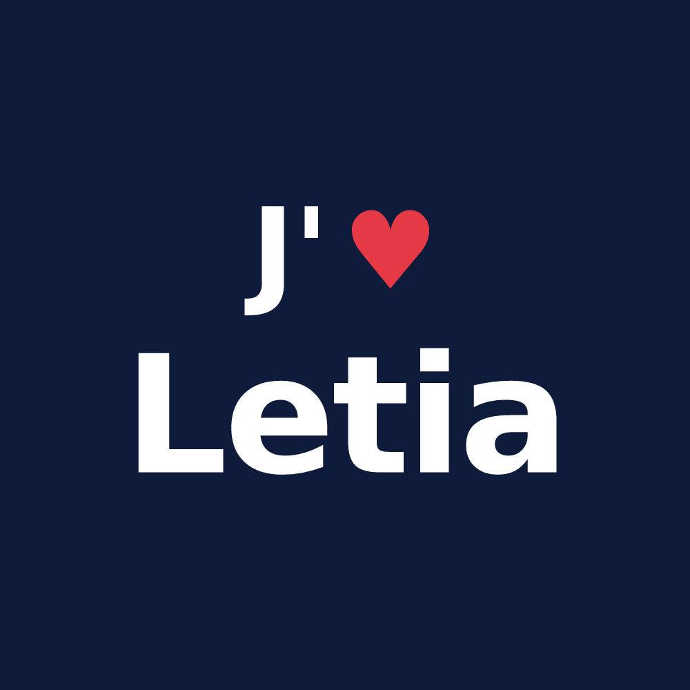 T-shirt personnalisé Letia — design J'aime Letia