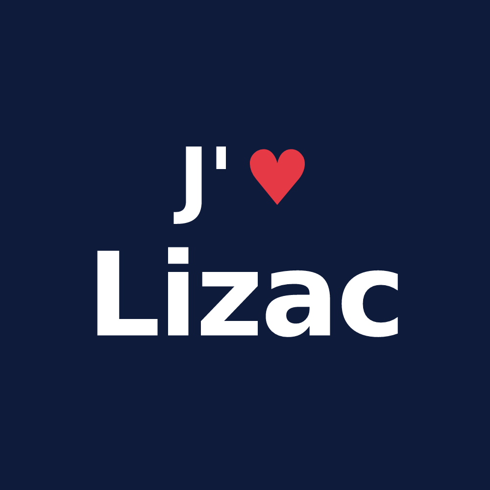 T-shirt personnalisé Lizac — design « J'aime Lizac » imprimé sur le t-shirt