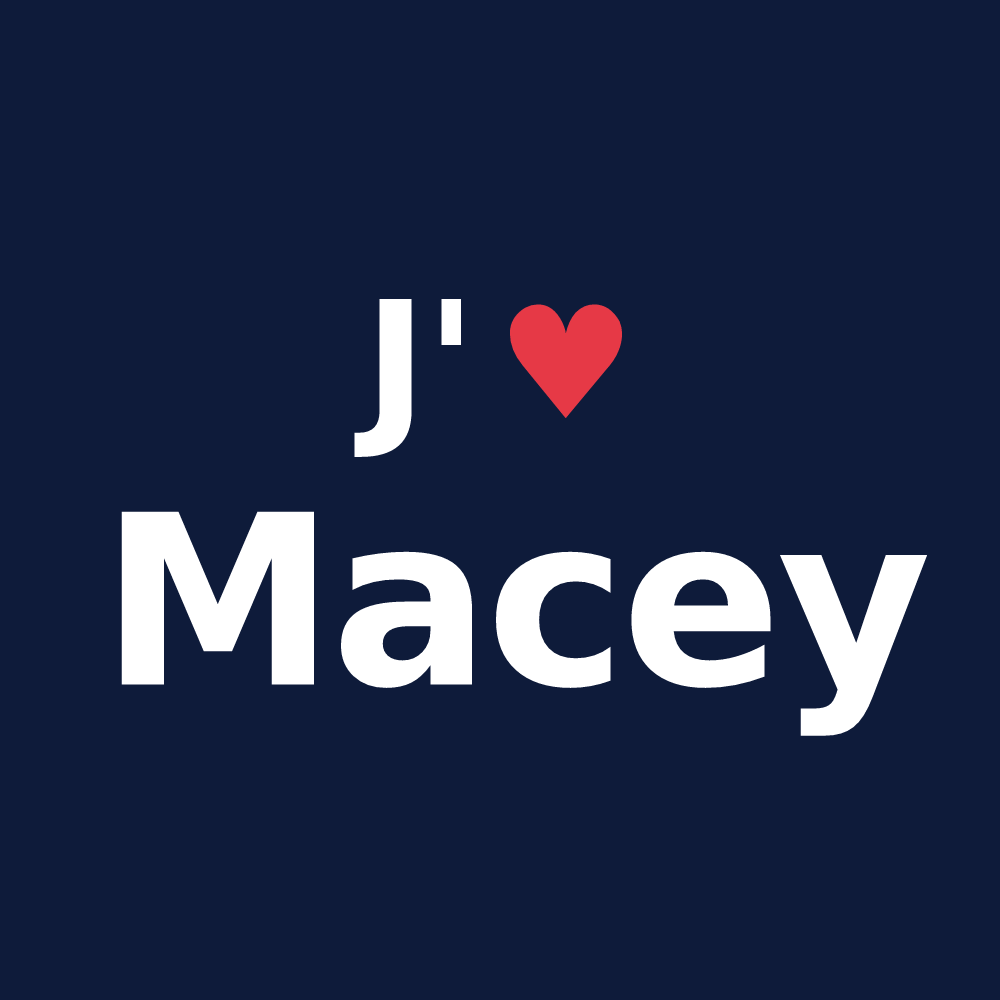 T-shirt personnalisé Macey — design J'aime Macey