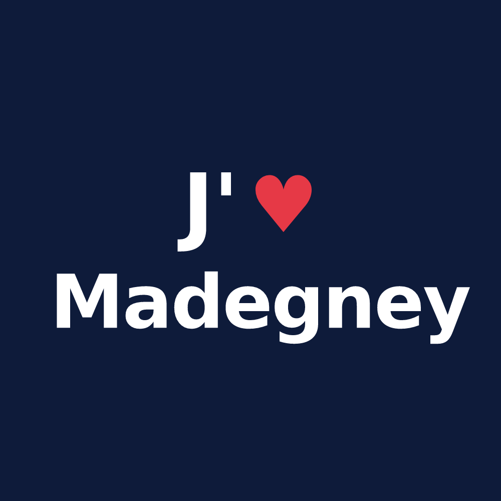 T-shirt personnalisé Madegney — design J'aime Madegney