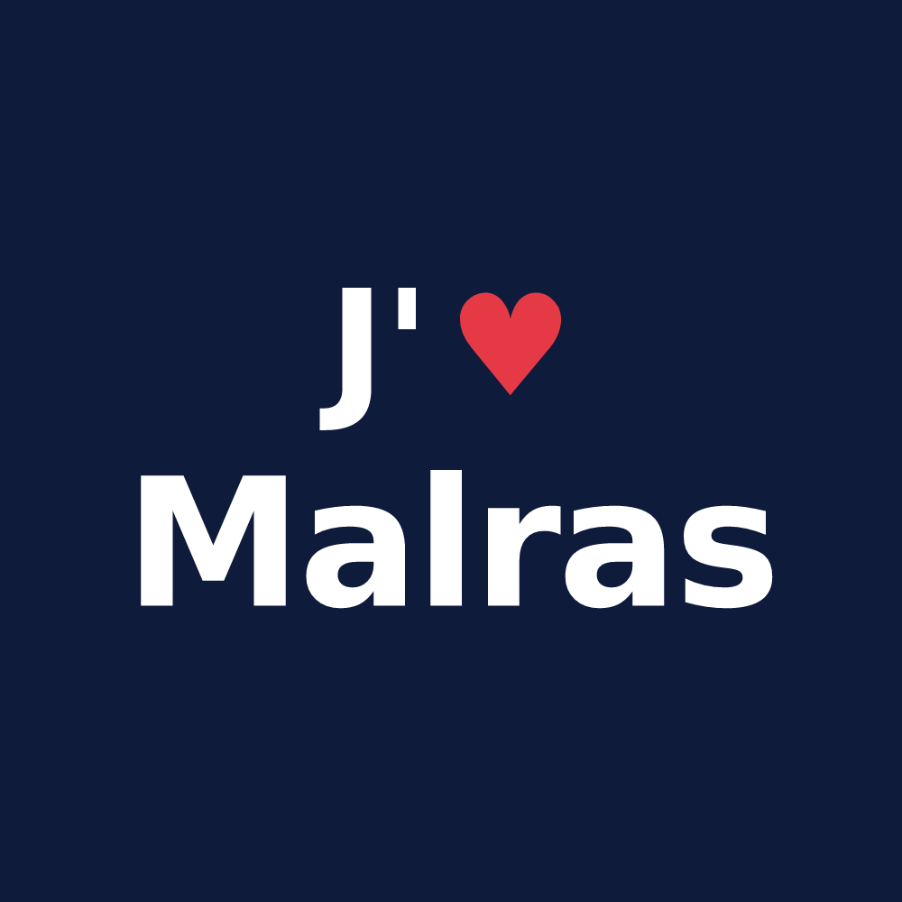 T-shirt personnalisé Malras — design J'aime Malras