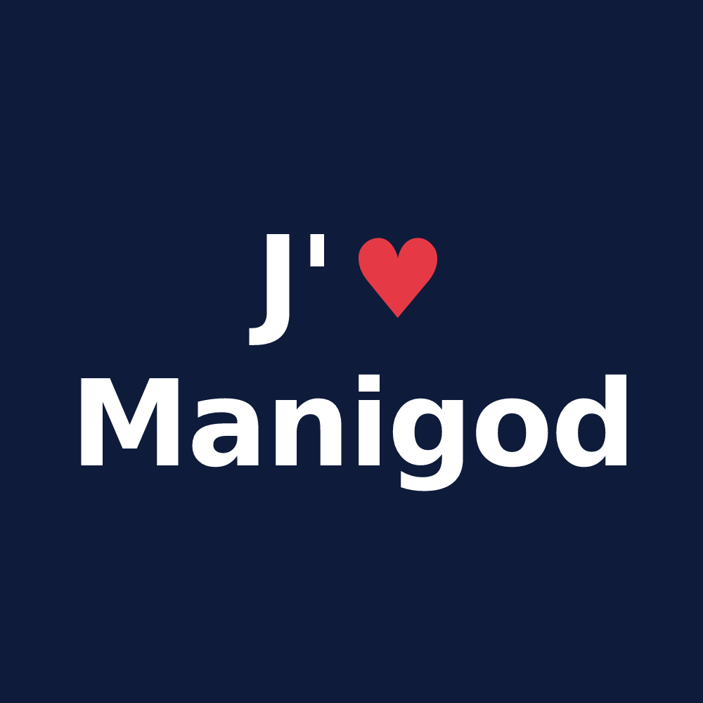 T-shirt personnalisé Manigod — design J'aime Manigod