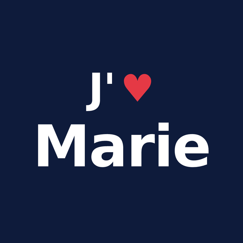 T-shirt personnalisé Marie — design « J'aime Marie » imprimé sur le t-shirt