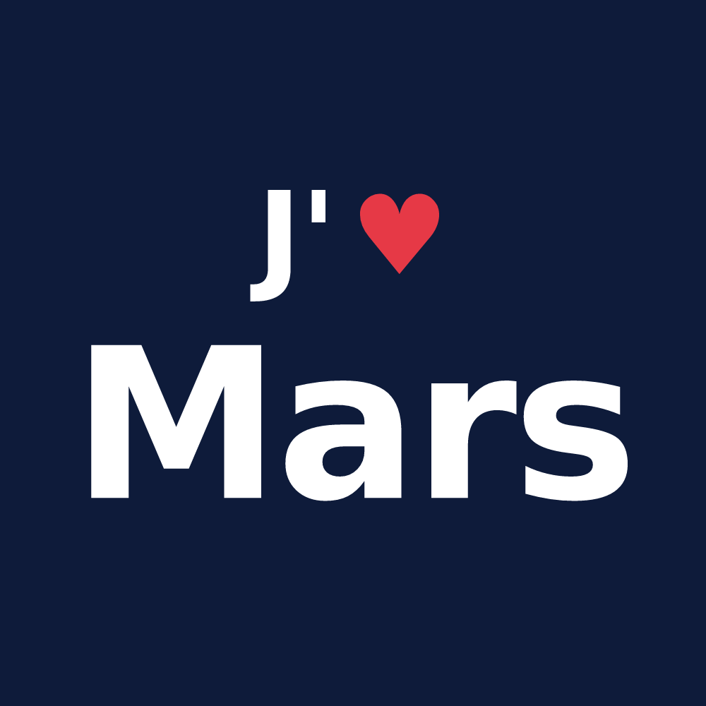 T-shirt personnalisé Mars — design J'aime Mars