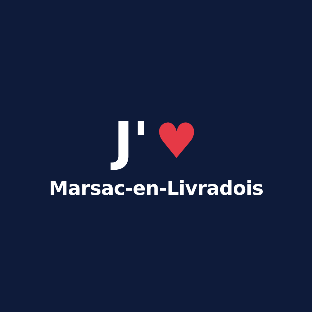 T-shirt personnalisé Marsac-en-Livradois — design J'aime Marsac-en-Livradois