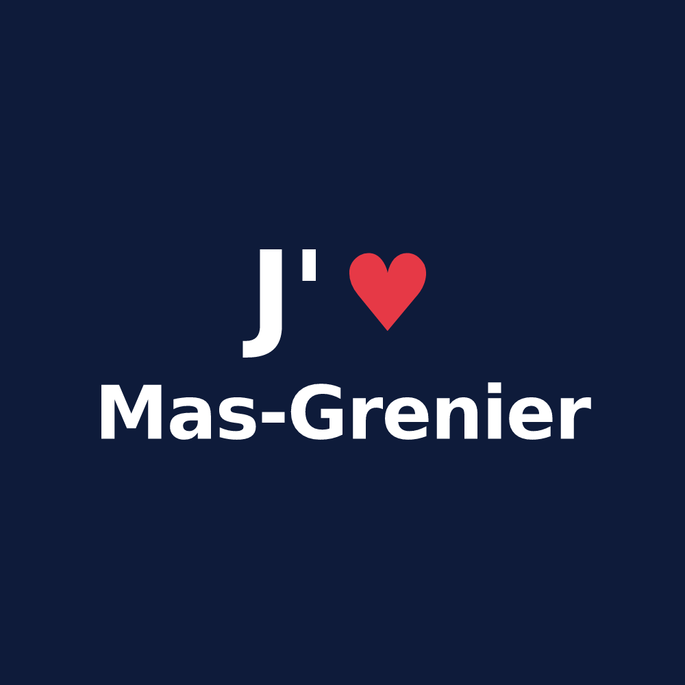 T-shirt personnalisé Mas-Grenier — design « J'aime Mas-Grenier » imprimé sur le t-shirt