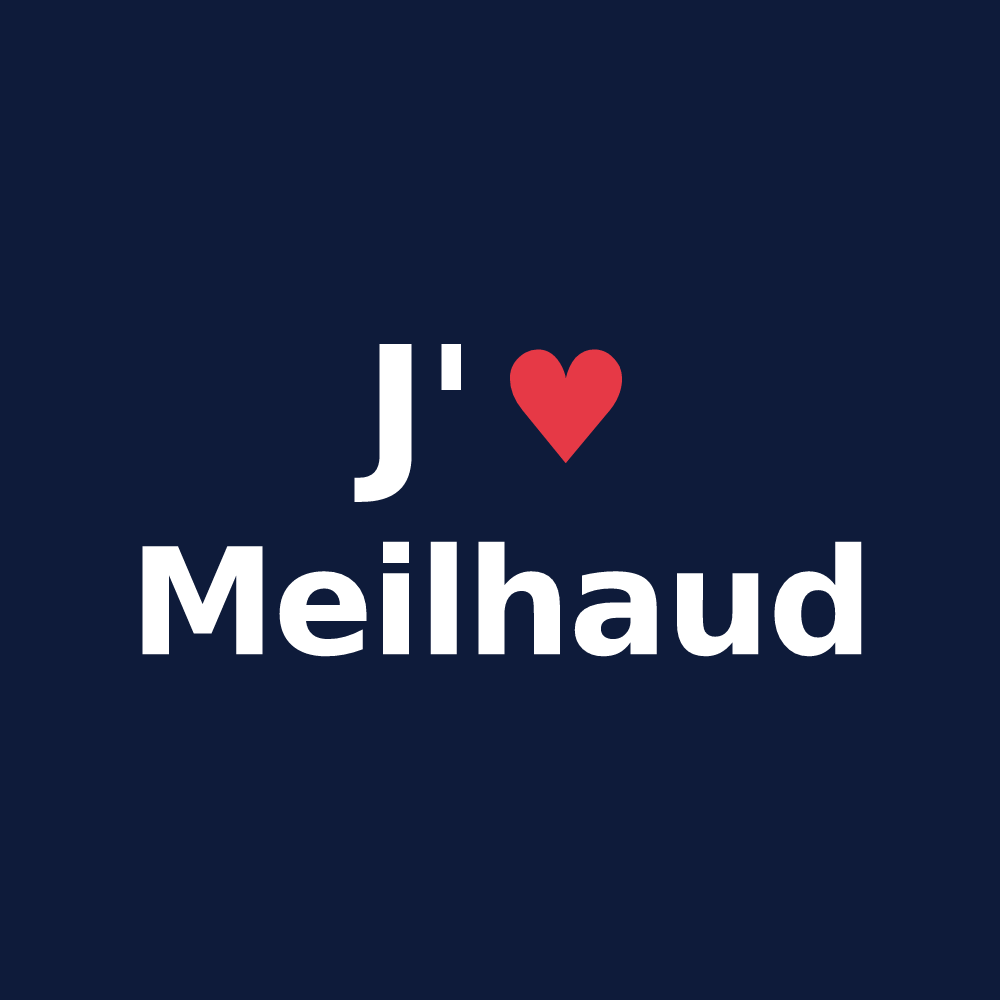 T-shirt personnalisé Meilhaud — design J'aime Meilhaud