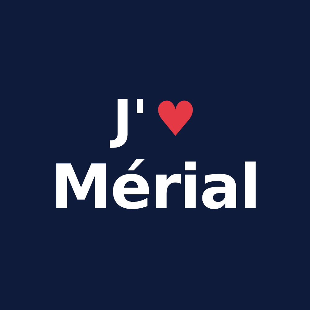 T-shirt personnalisé Mérial — design J'aime Mérial