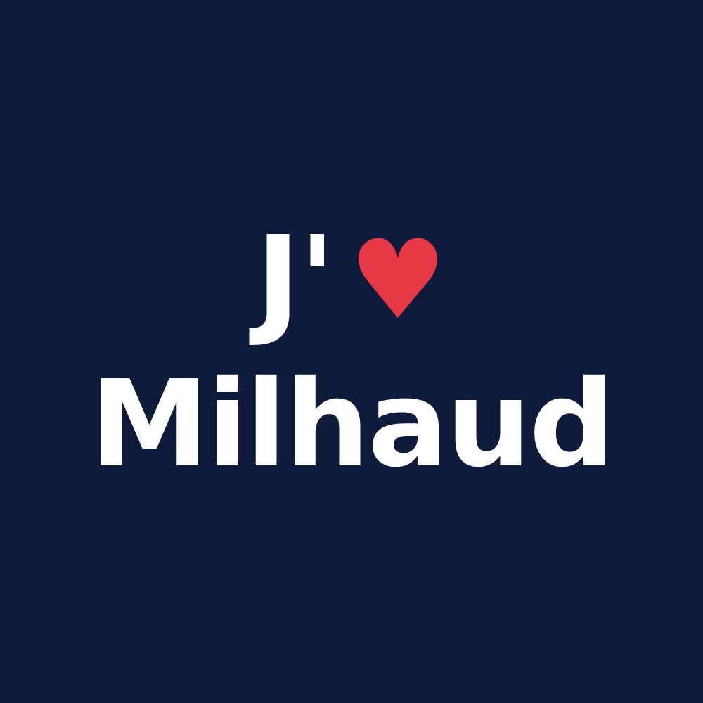 T-shirt personnalisé Milhaud — design J'aime Milhaud