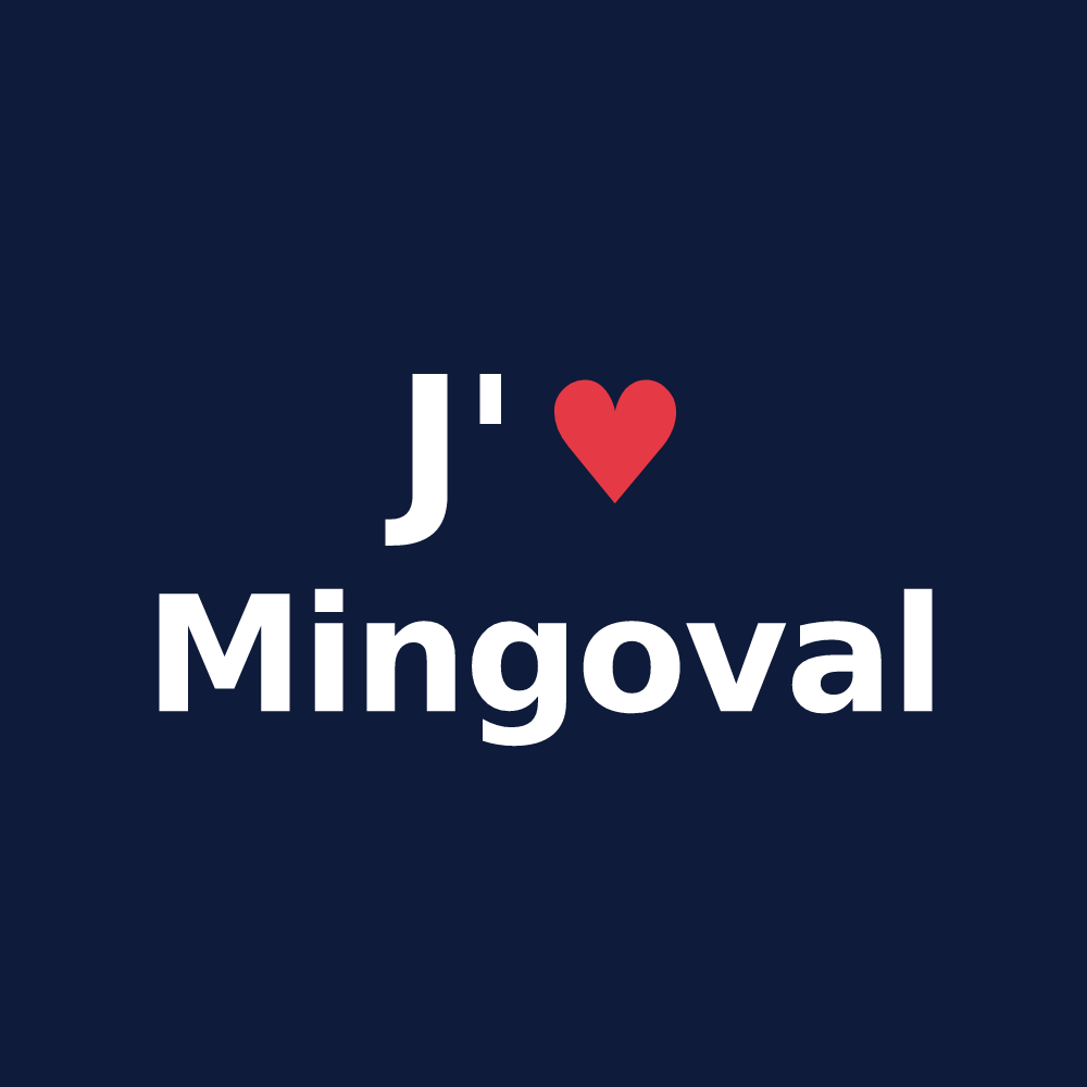 T-shirt personnalisé Mingoval — design « J'aime Mingoval » imprimé sur le t-shirt