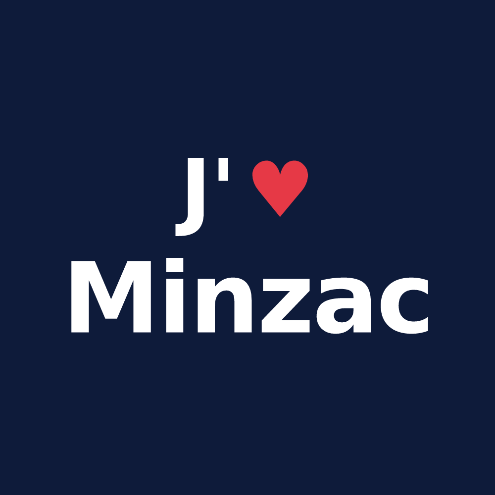 T-shirt personnalisé Minzac — design « J'aime Minzac » imprimé sur le t-shirt