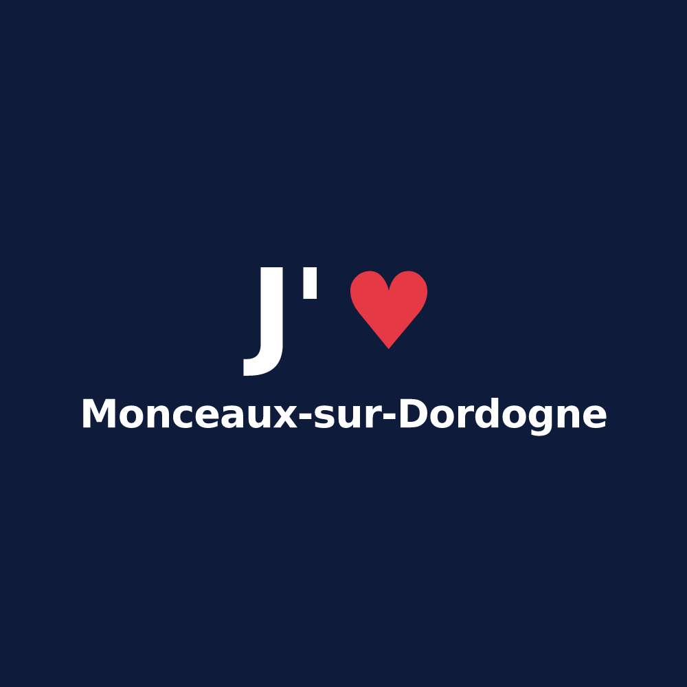 T-shirt personnalisé Monceaux-sur-Dordogne — design J'aime Monceaux-sur-Dordogne