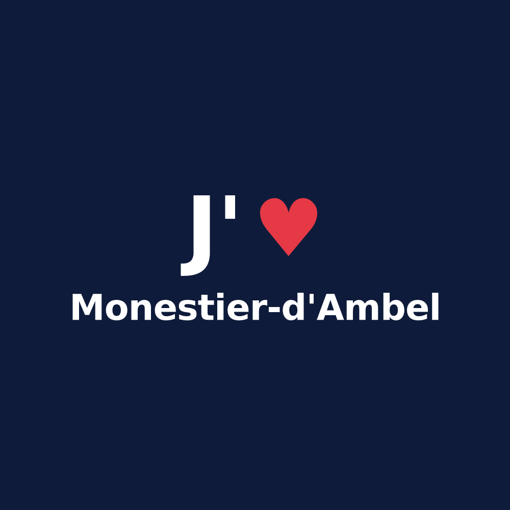 T-shirt personnalisé Monestier-d'Ambel — design J'aime Monestier-d'Ambel