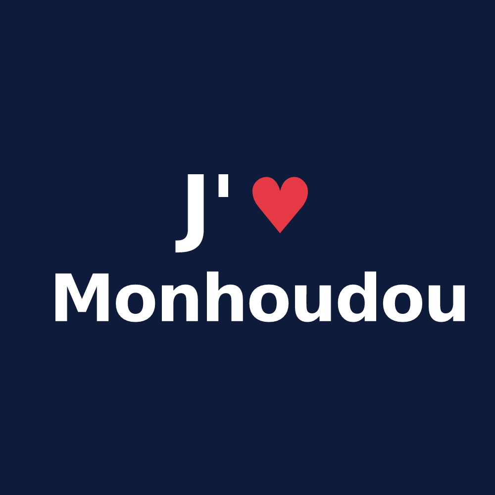 T-shirt personnalisé Monhoudou — design J'aime Monhoudou