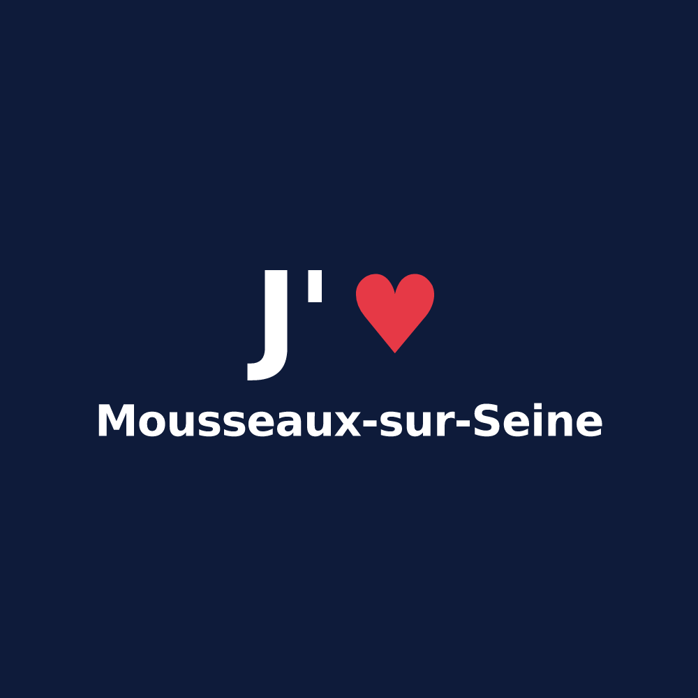 T-shirt personnalisé Mousseaux-sur-Seine — design J'aime Mousseaux-sur-Seine