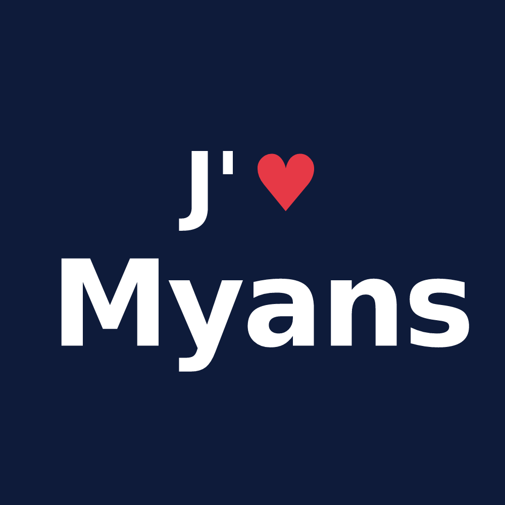 T-shirt personnalisé Myans — design « J'aime Myans » imprimé sur le t-shirt