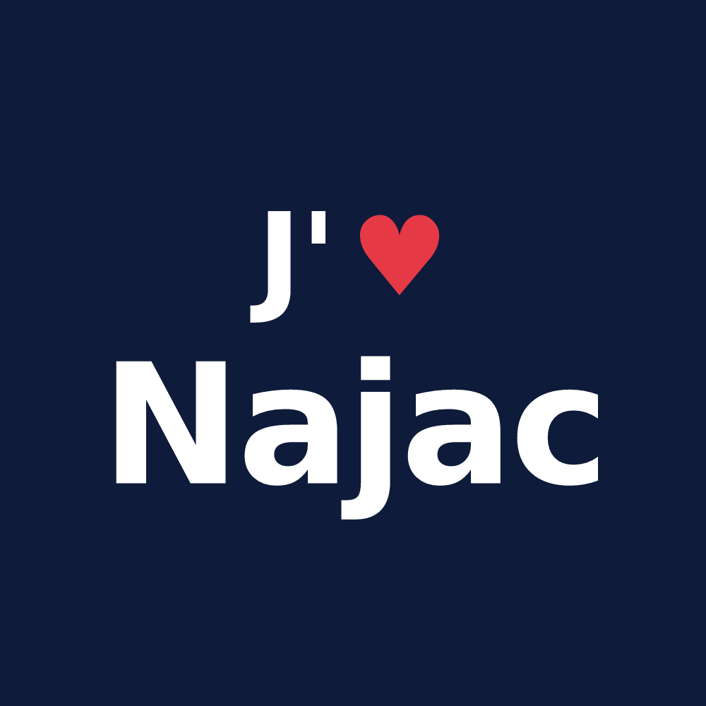 T-shirt personnalisé Najac — design J'aime Najac